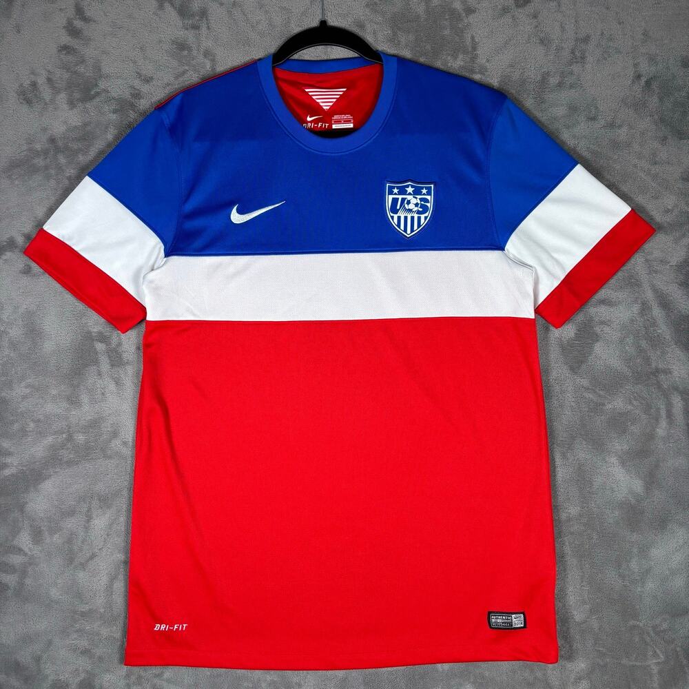 Men’s Nike USA 2014 Bomb Pop World Cup Away Soccer Jersey Red Blue Size M